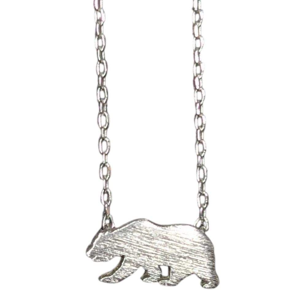 Dainty silver bear necklace